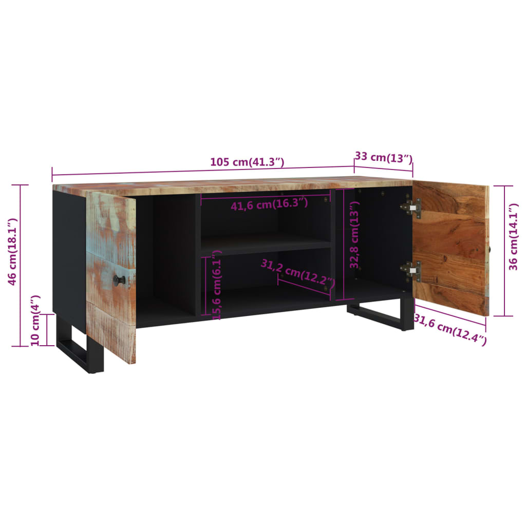 TV-taso 105x33x46 cm kierrätetty täyspuu - Sisustajankoti.fi