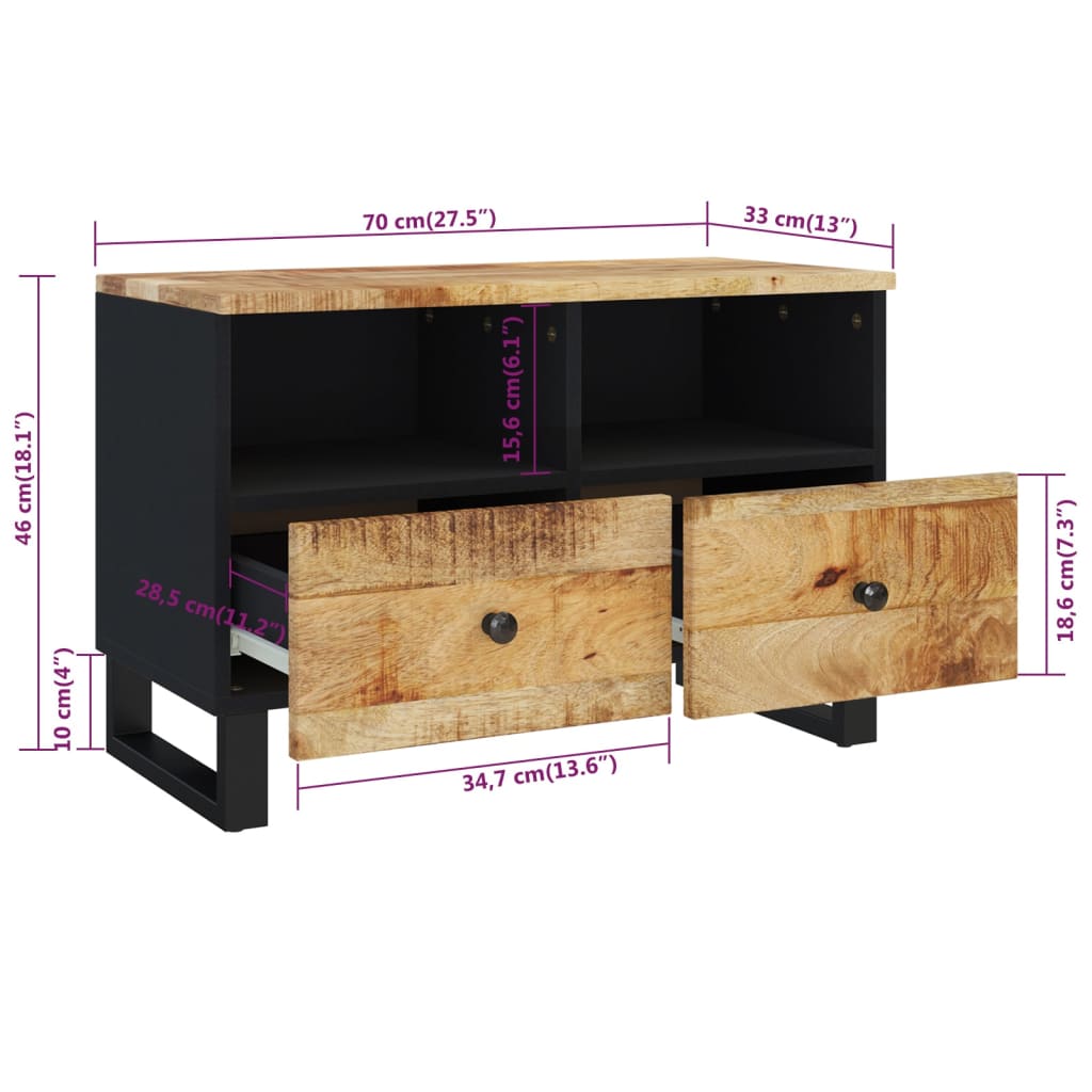 TV-taso 70x33x46 cm täysi mangopuu - Sisustajankoti.fi