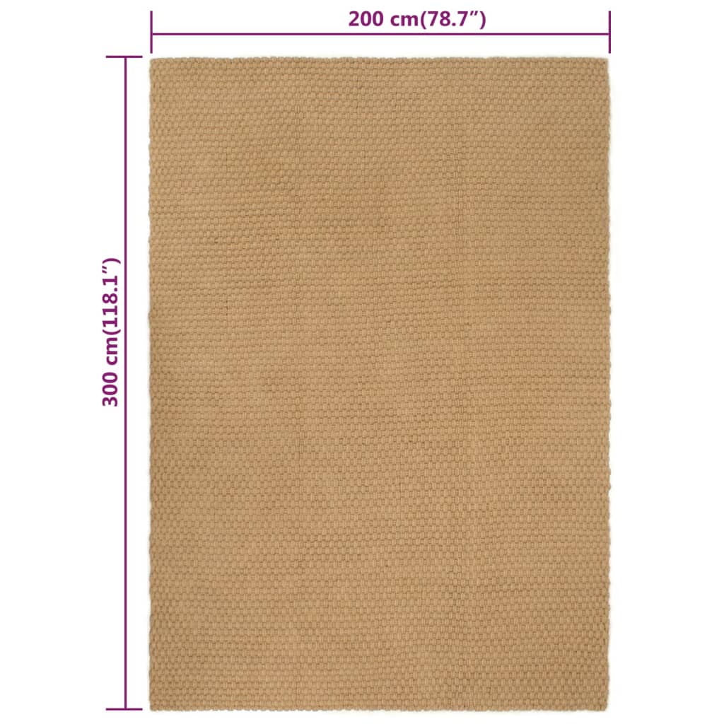 Matto suorakaide luonnollinen 200x300 cm juutti - Sisustajankoti.fi