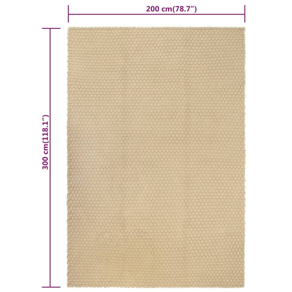 Matto suorakaide luonnollinen 200x300 cm puuvilla - Sisustajankoti.fi