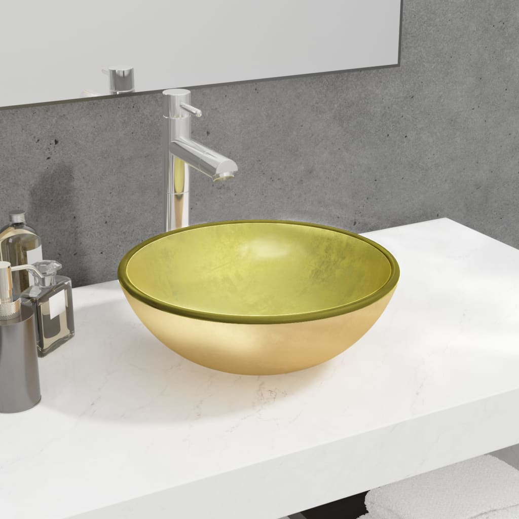 Pesuallas karkaistu lasi 35x12 cm kulta - Sisustajankoti.fi