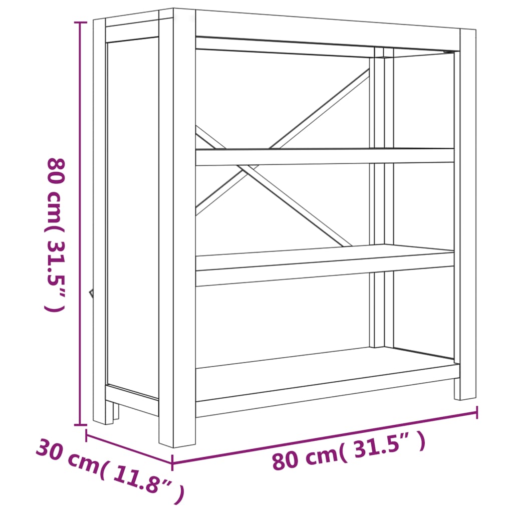 3-tasoinen Kirjahylly 80x30x80 cm täysi akaasiapuu - Sisustajankoti.fi