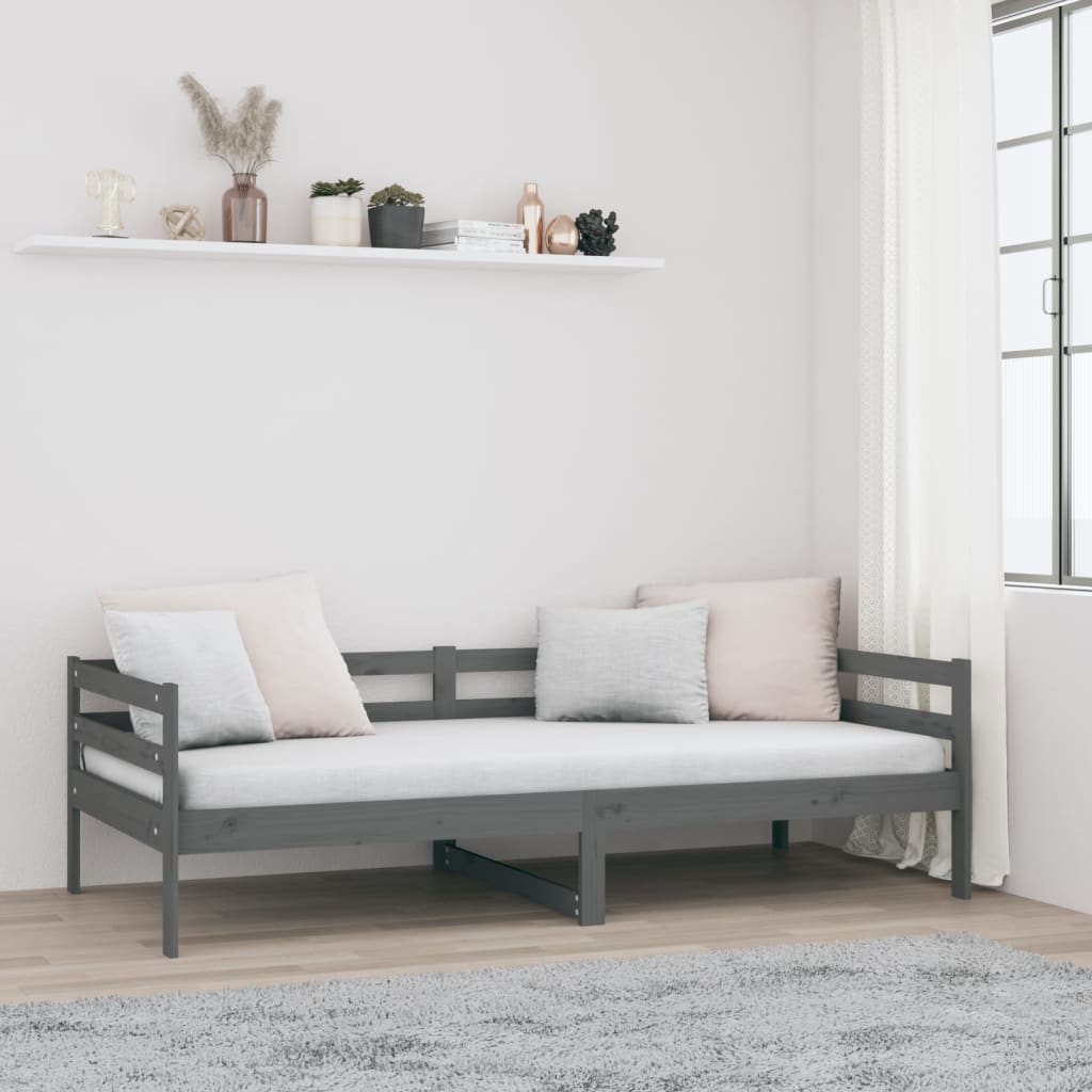 Sohvasänky harmaa 90x190 cm täysi mänty - Sisustajankoti.fi