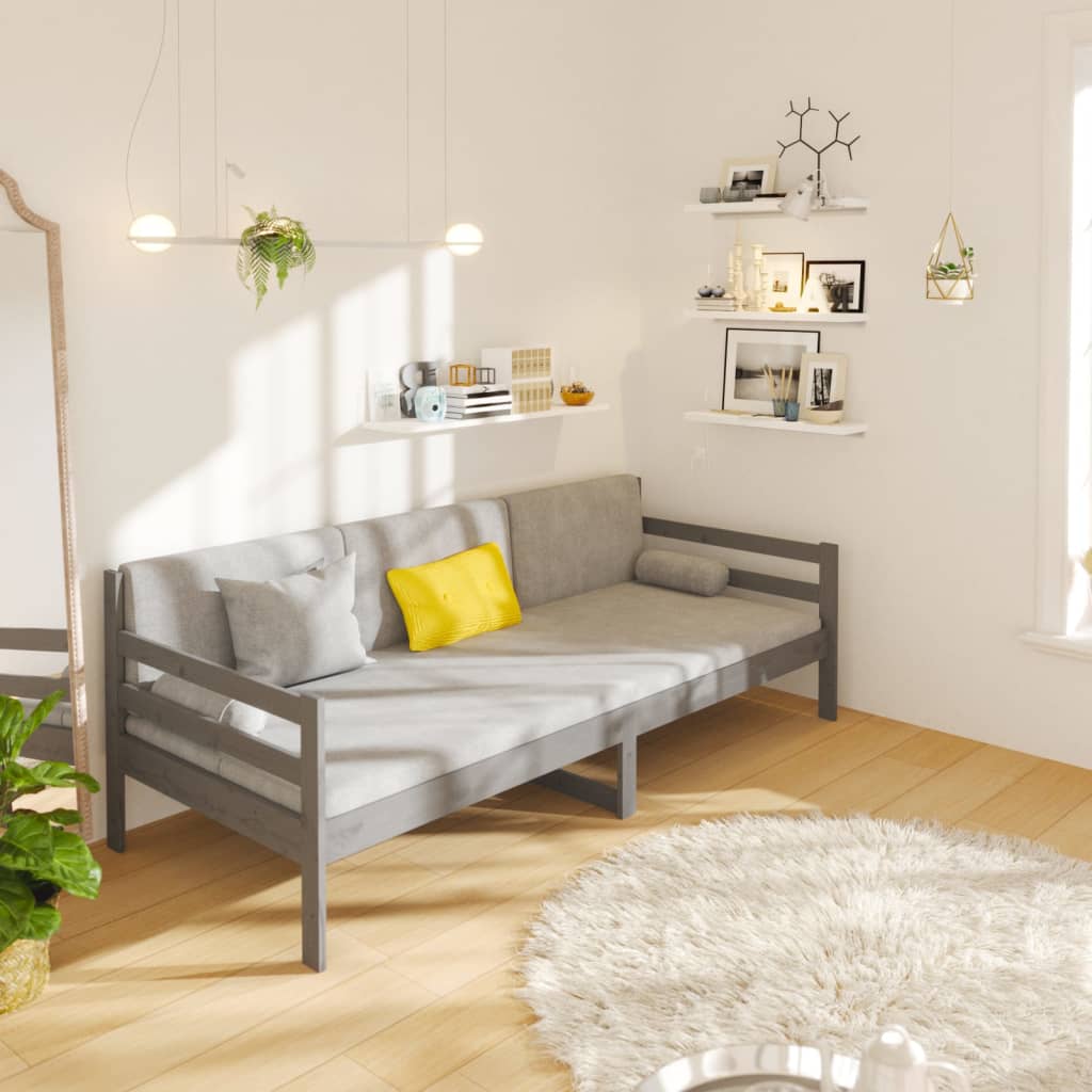 Sohvasänky harmaa 90x190 cm täysi mänty - Sisustajankoti.fi