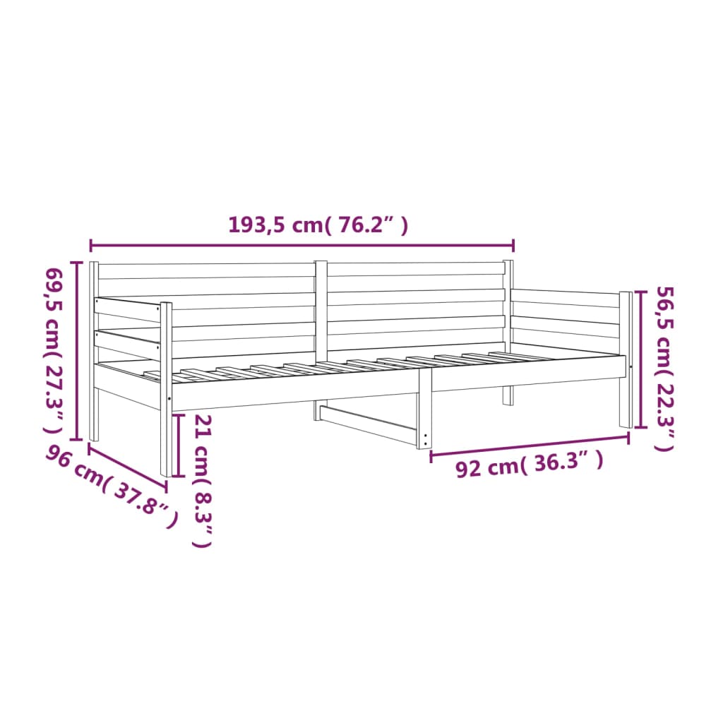 Sohvasänky musta 90x190 cm täysi mänty - Sisustajankoti.fi