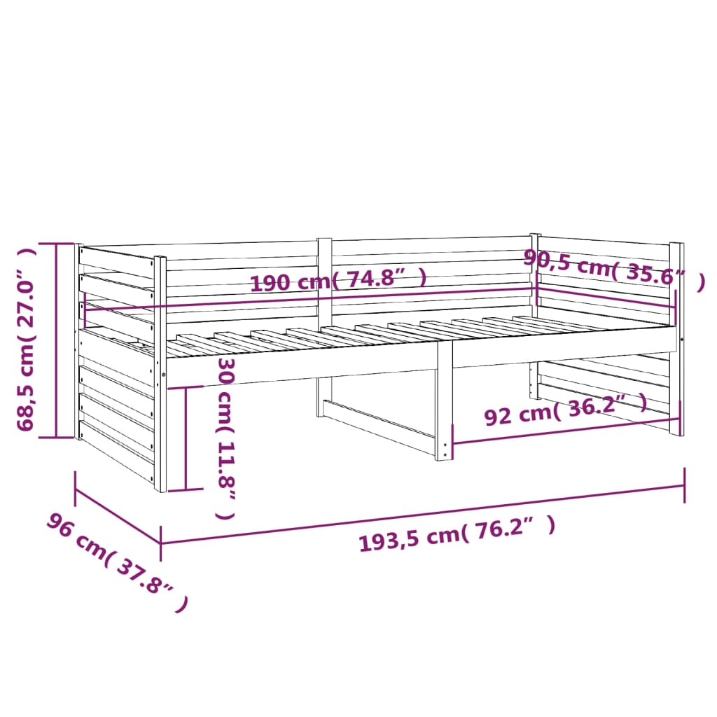 Sohvasänky musta 90x190 cm täysi mänty - Sisustajankoti.fi