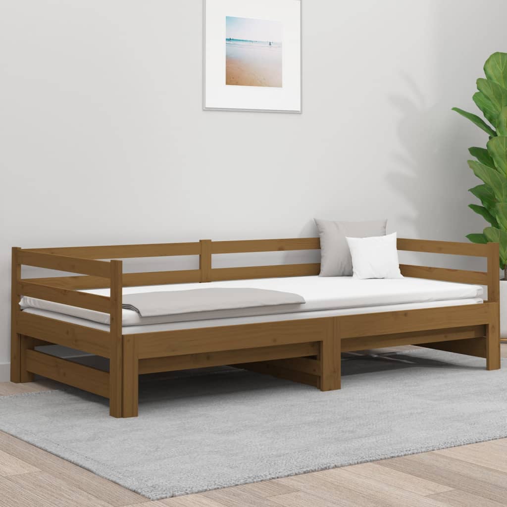 Sohvasänky ulosvedettävä hunajanrusk. 2x(90x190) cm täysi mänty - Sisustajankoti.fi