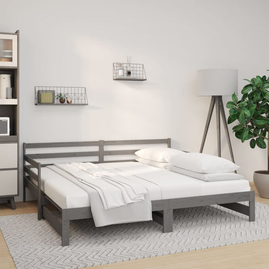 Sohvasänky ulosvedettävä harmaa 2x (90x190) cm täysi mänty - Sisustajankoti.fi