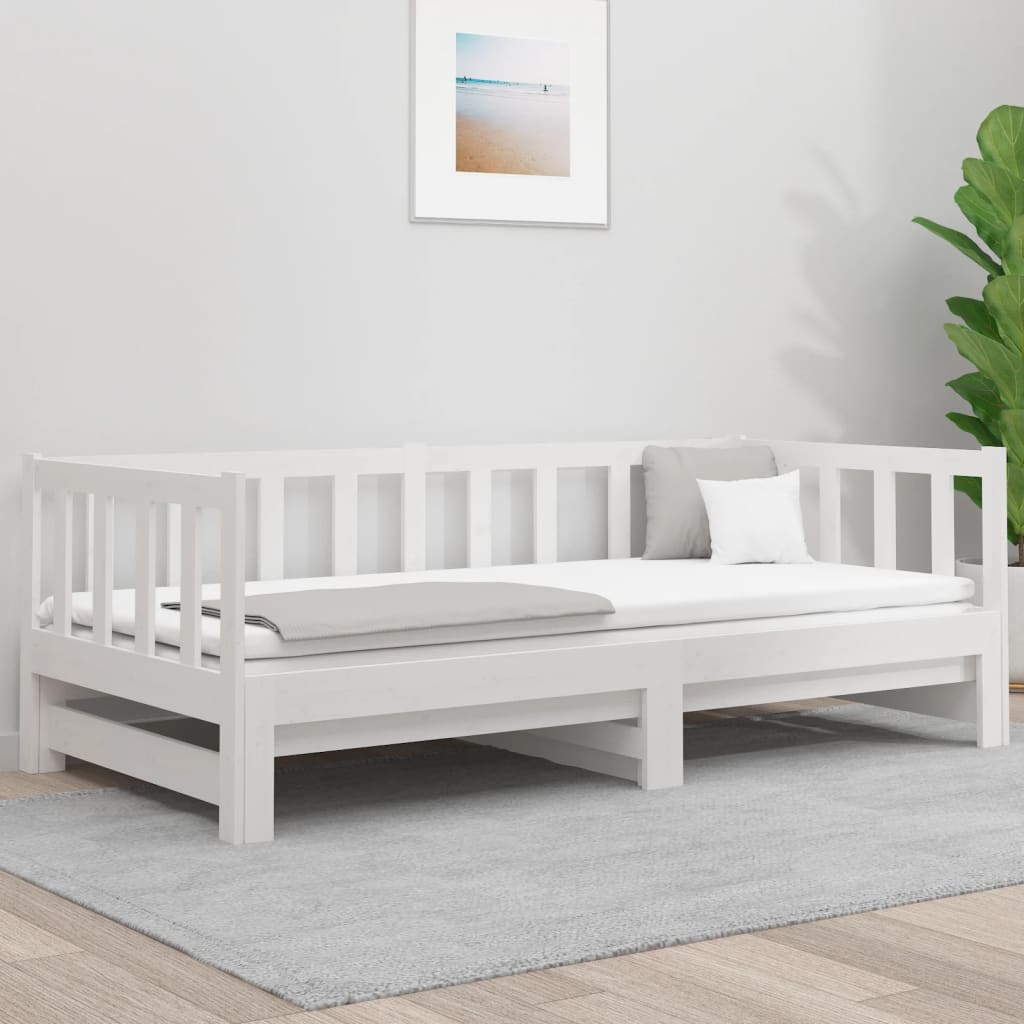 Sohvasänky ulosvedettävä valkoinen 2x (90x190) cm täysi mänty - Sisustajankoti.fi