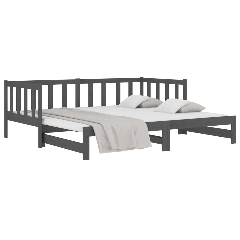 Sohvasänky ulosvedettävä harmaa 2x (90x190) cm täysi mänty - Sisustajankoti.fi