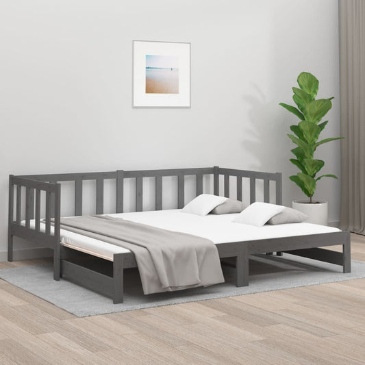 Sohvasänky ulosvedettävä harmaa 2x (90x190) cm täysi mänty - Sisustajankoti.fi