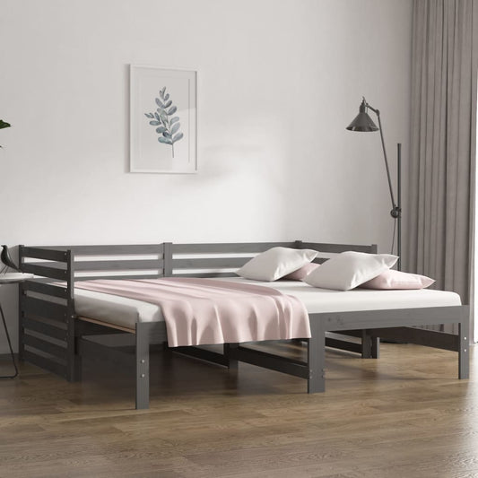Sohvasänky ulosvedettävä harmaa 2x (90x190) cm täysi mänty - Sisustajankoti.fi
