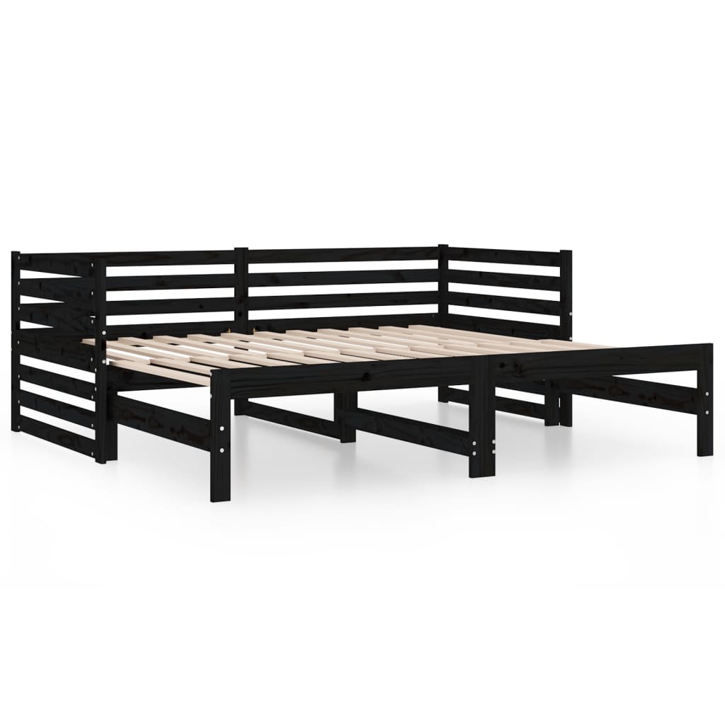 Sohvasänky ulosvedettävä musta 2x (90x190) cm täysi mänty - Sisustajankoti.fi