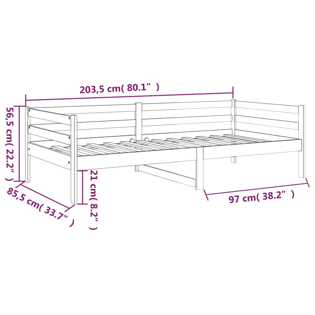 Sohvasänky hunajanruskea 80x200 cm täysi mänty - Sisustajankoti.fi
