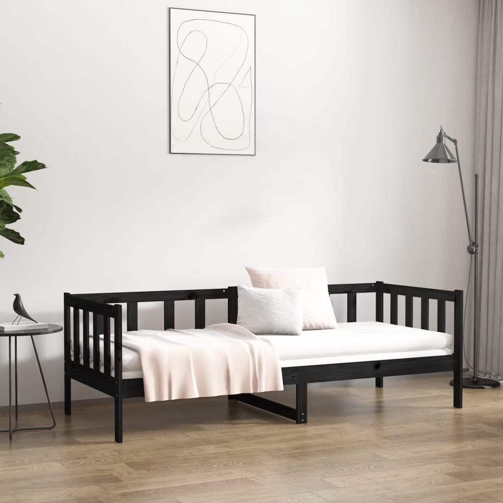 Sohvasänky musta 80x200 cm täysi mänty - Sisustajankoti.fi