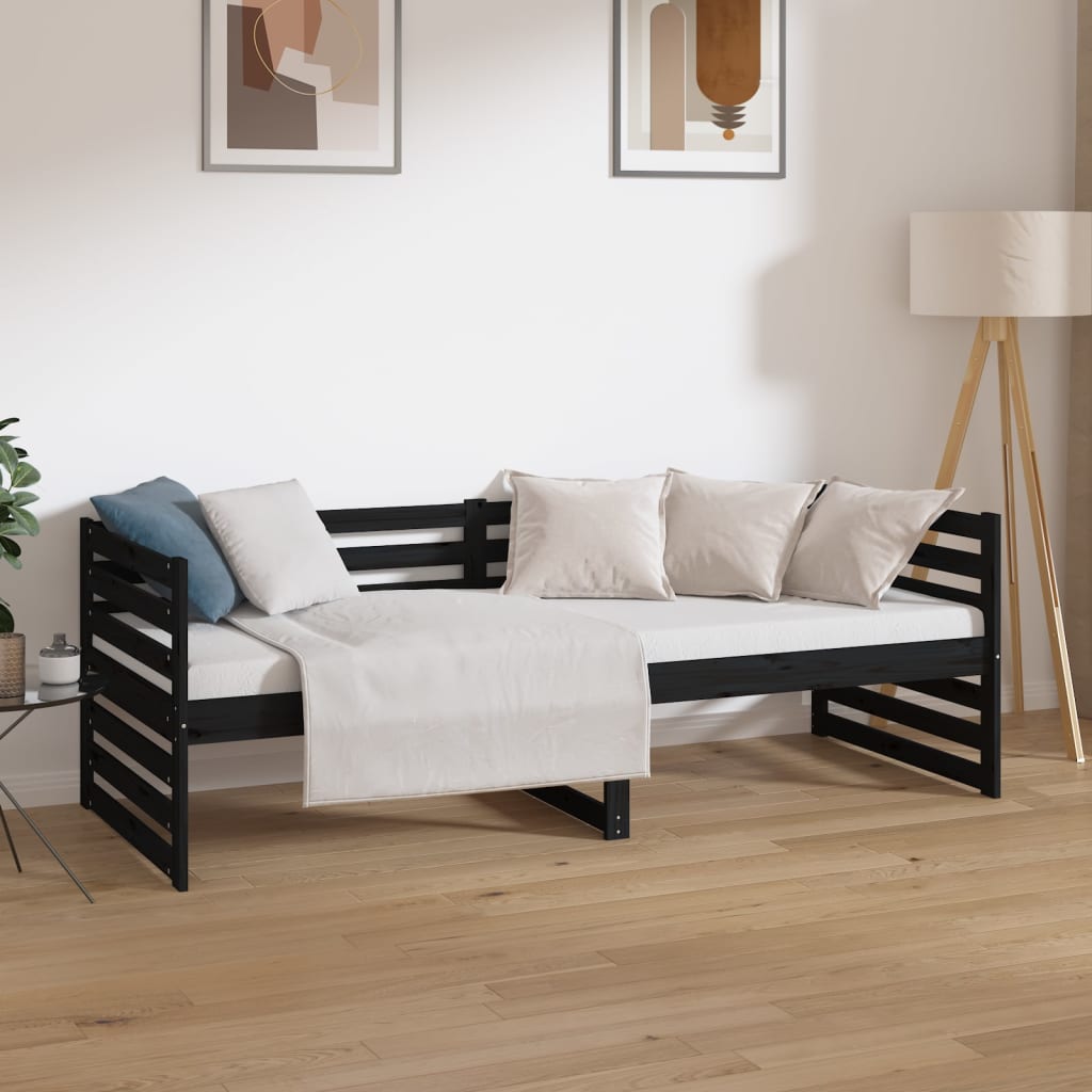 Sohvasänky musta 80x200 cm täysi mänty - Sisustajankoti.fi