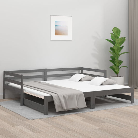 Sohvasänky ulosvedettävä harmaa 2x (80x200) cm täysi mänty - Sisustajankoti.fi