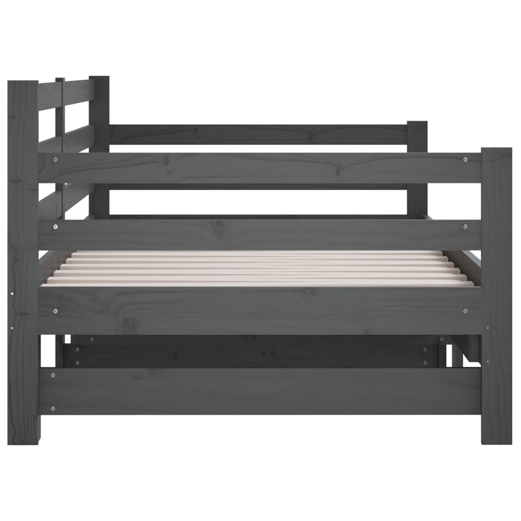 Sohvasänky ulosvedettävä harmaa 2x (80x200) cm täysi mänty - Sisustajankoti.fi