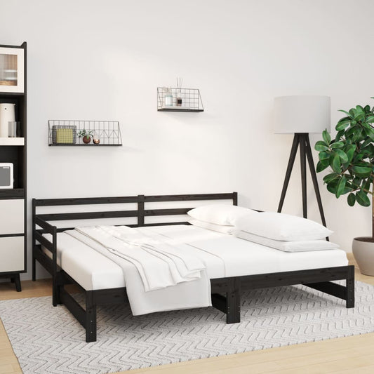 Sohvasänky ulosvedettävä musta 2x (80x200) cm täysi mänty - Sisustajankoti.fi