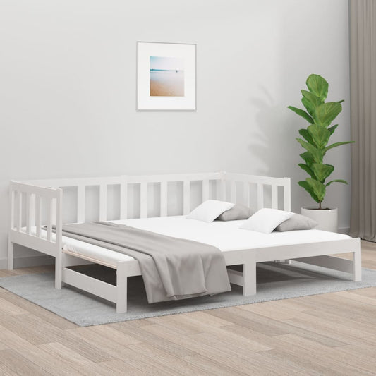 Sohvasänky ulosvedettävä valkoinen 2x (80x200) cm täysi mänty - Sisustajankoti.fi