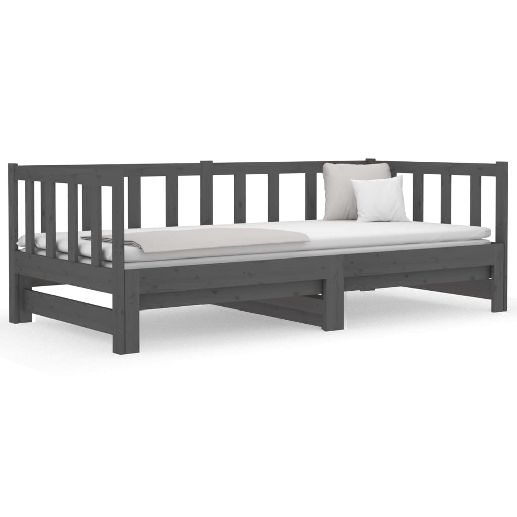 Sohvasänky ulosvedettävä harmaa 2x (80x200) cm täysi mänty - Sisustajankoti.fi