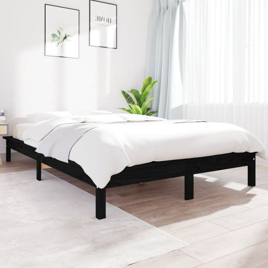 Sängynrunko musta 200x200 cm täysi mänty - Sisustajankoti.fi