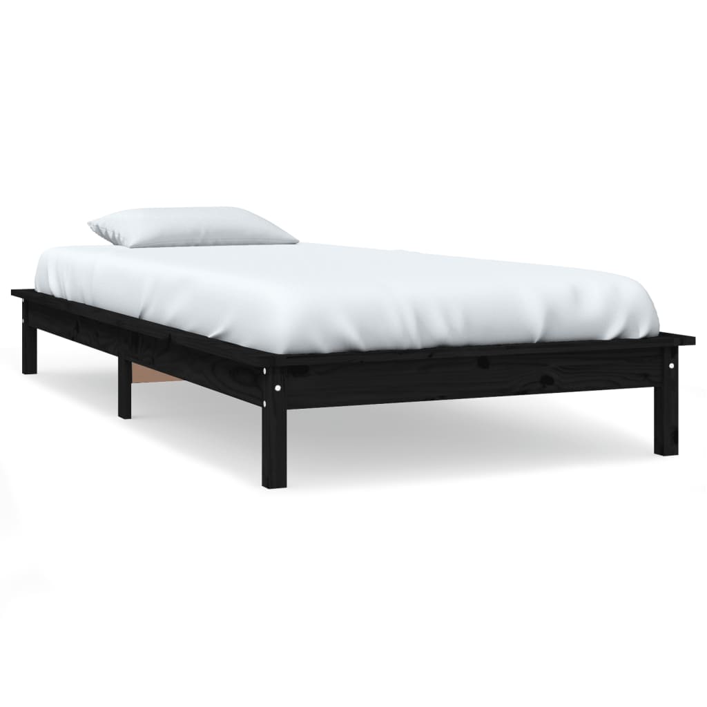 Sängynrunko musta 75x190 cm täysi mänty 2FT6 Small Single - Sisustajankoti.fi