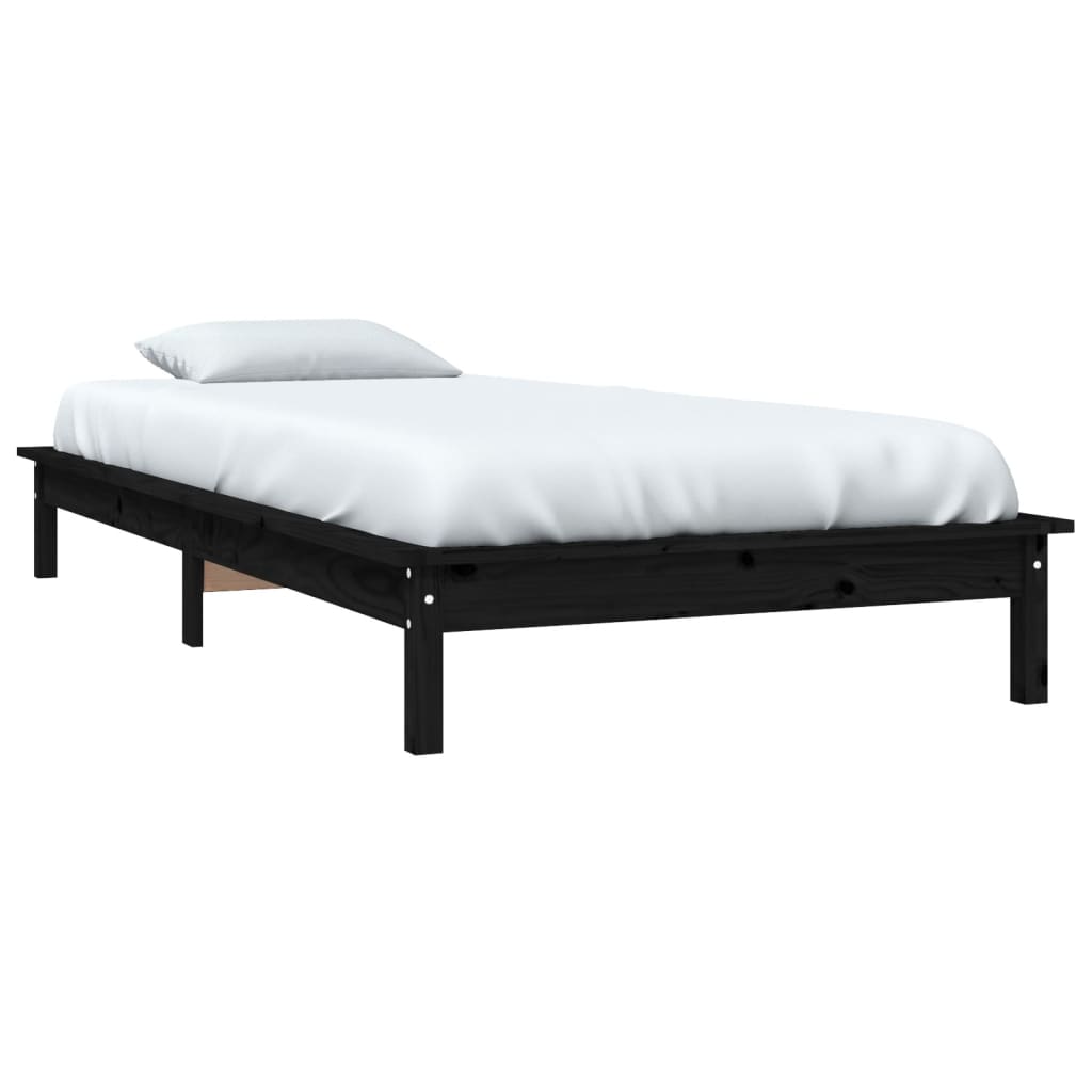 Sängynrunko musta 75x190 cm täysi mänty 2FT6 Small Single - Sisustajankoti.fi