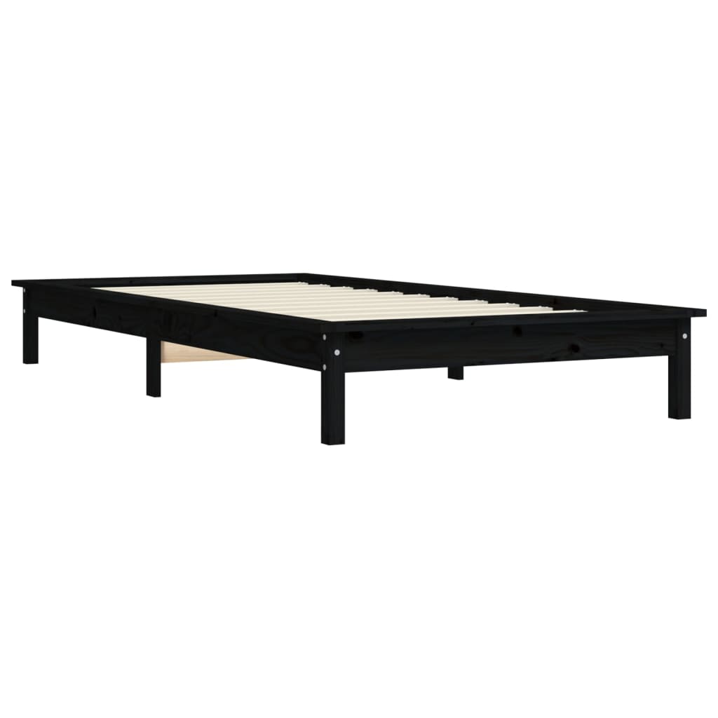 Sängynrunko musta 75x190 cm täysi mänty 2FT6 Small Single - Sisustajankoti.fi
