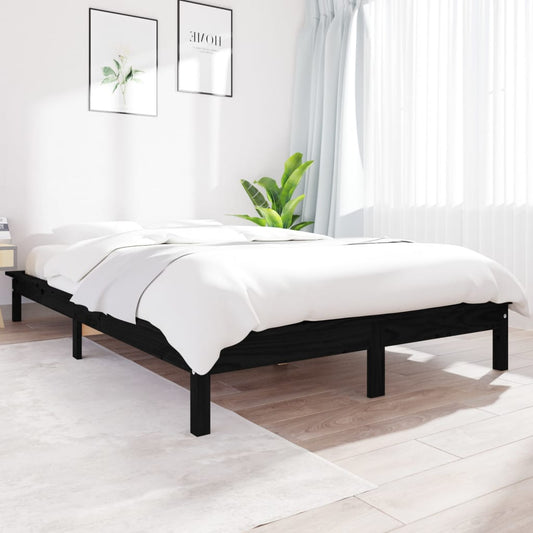 Sängynrunko musta 135x190 cm täysi mänty 4FT6 Double - Sisustajankoti.fi