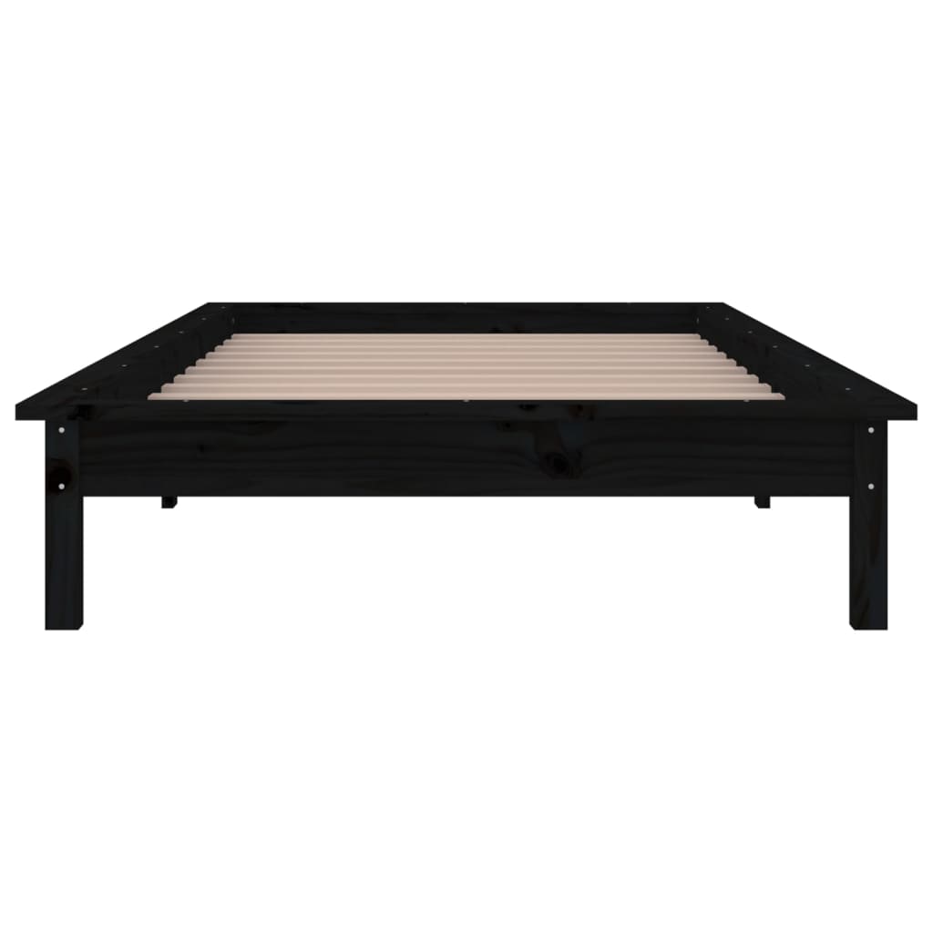 Sängynrunko LED-valoilla musta 90x200 cm täysi puu - Sisustajankoti.fi