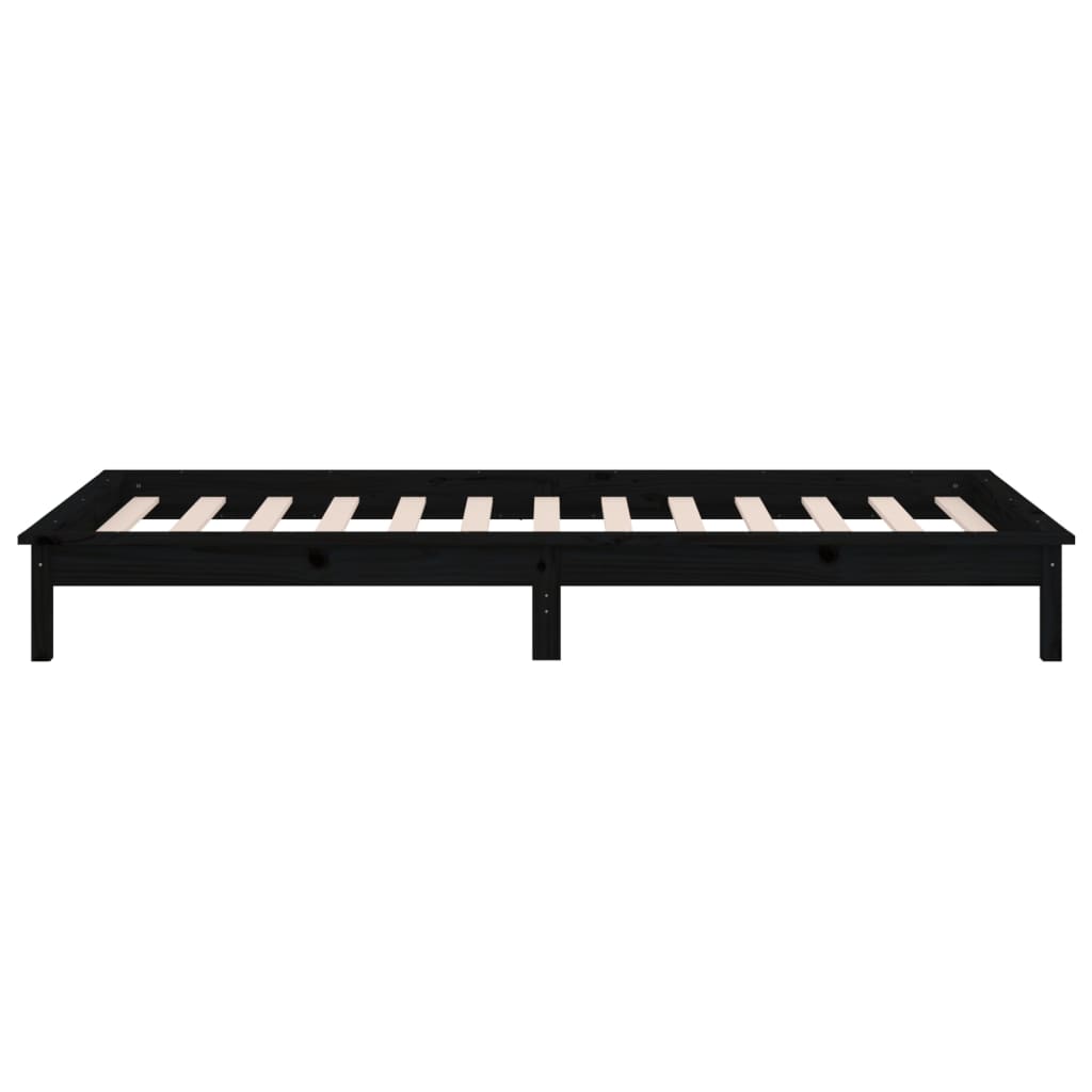 Sängynrunko LED-valoilla musta 90x200 cm täysi puu - Sisustajankoti.fi