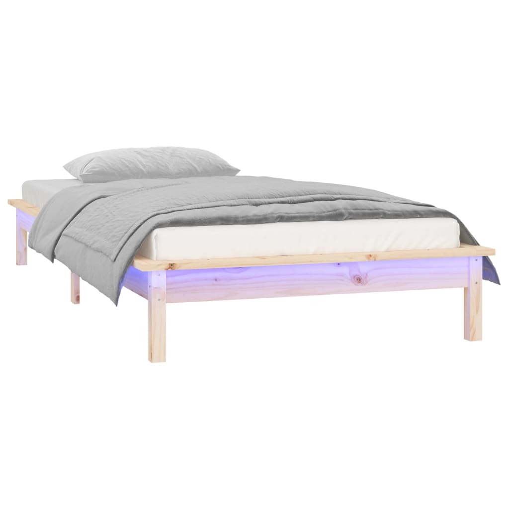 Sängynrunko LED-valoilla 75x190 cm 2FT6 Small Single täysi puu - Sisustajankoti.fi