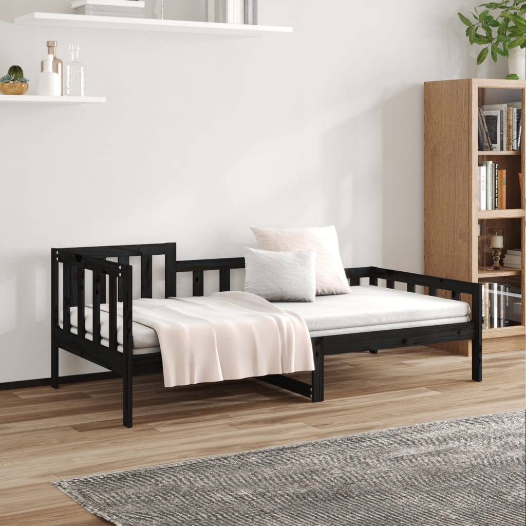 Sohvasänky musta 80x200 cm täysi mänty - Sisustajankoti.fi
