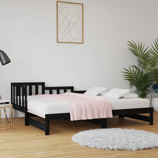 Sohvasänky ulosvedettävä musta 2x (80x200) cm täysi mänty - Sisustajankoti.fi