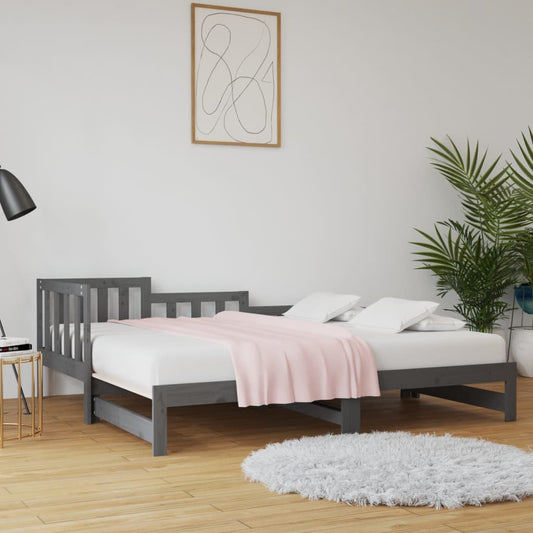 Sohvasänky ulosvedettävä harmaa 2x (90x190) cm täysi mänty - Sisustajankoti.fi