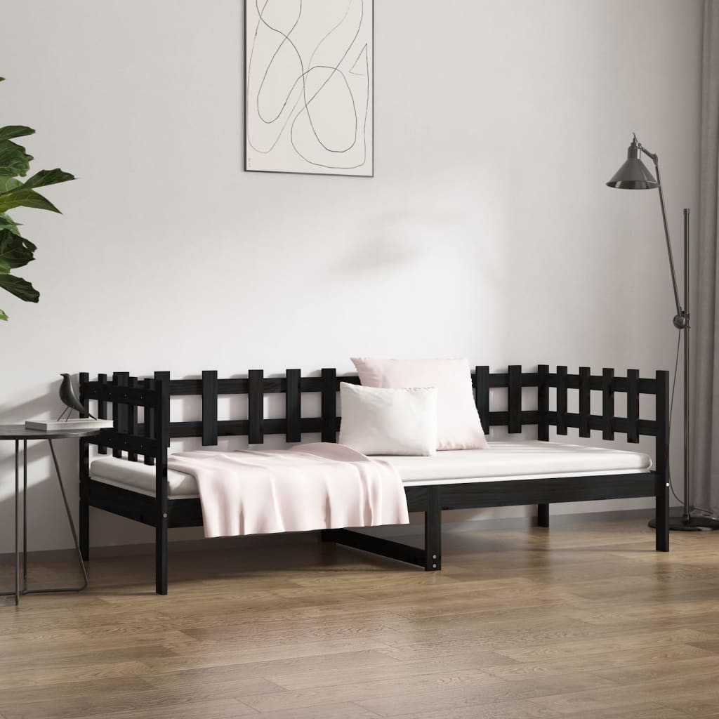 Sohvasänky musta 90x190 cm täysi mänty - Sisustajankoti.fi