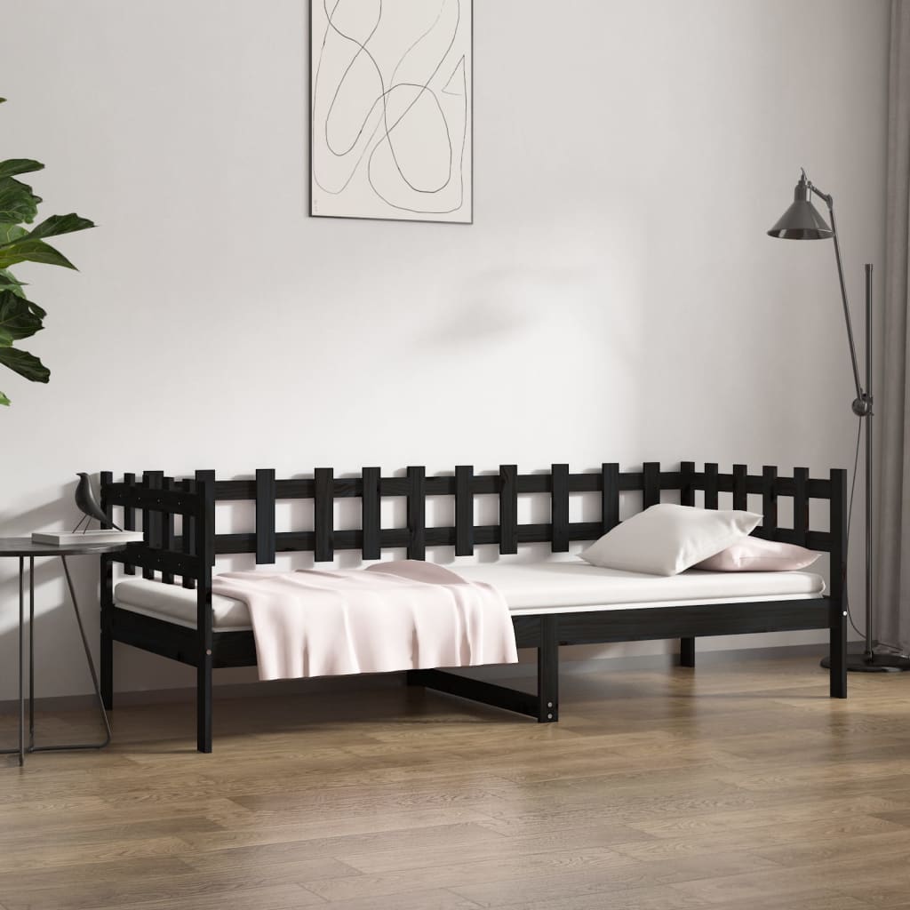 Sohvasänky musta 90x190 cm täysi mänty - Sisustajankoti.fi