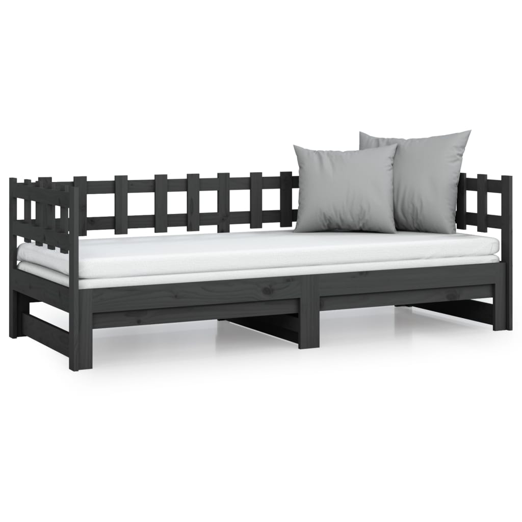 Sohvasänky ulosvedettävä harmaa 2x (80x200) cm täysi mänty - Sisustajankoti.fi
