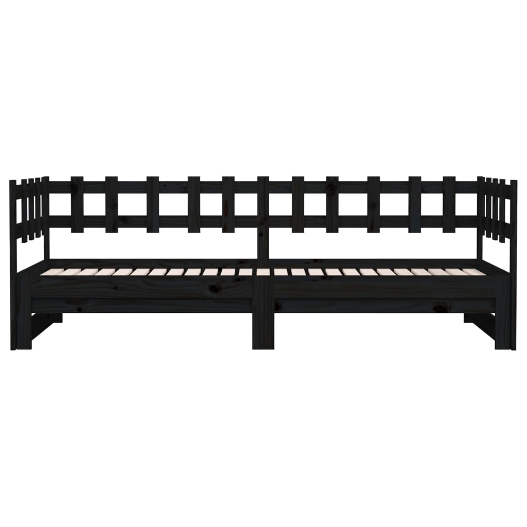 Sohvasänky ulosvedettävä musta 2x (80x200) cm täysi mänty - Sisustajankoti.fi