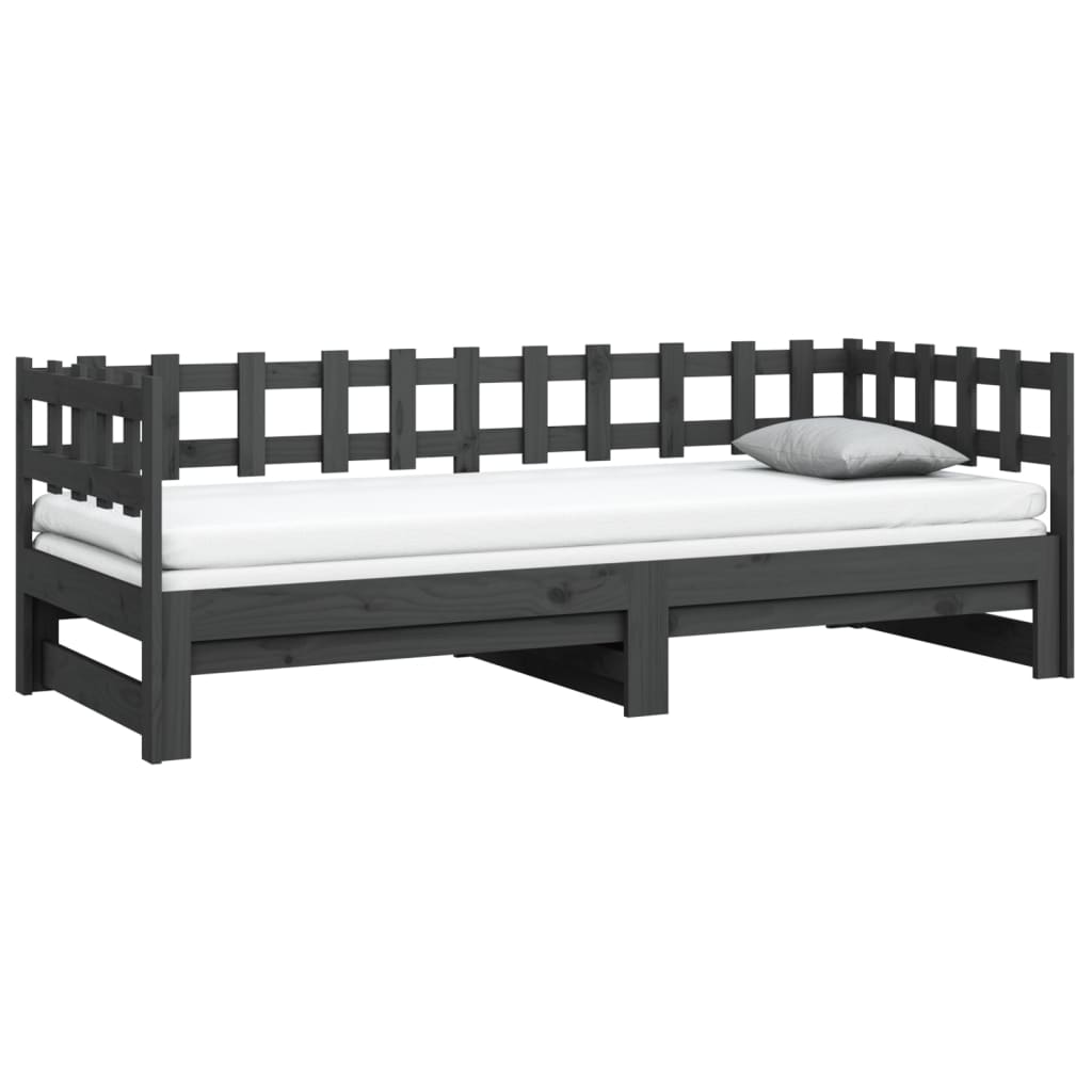 Sohvasänky ulosvedettävä harmaa 2x (90x190) cm täysi mänty - Sisustajankoti.fi