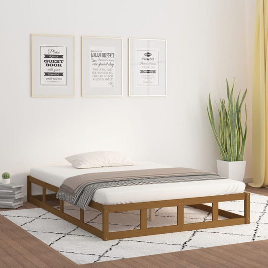 Sängynrunko hunajanruskea 200x200 cm täysi mänty - Sisustajankoti.fi