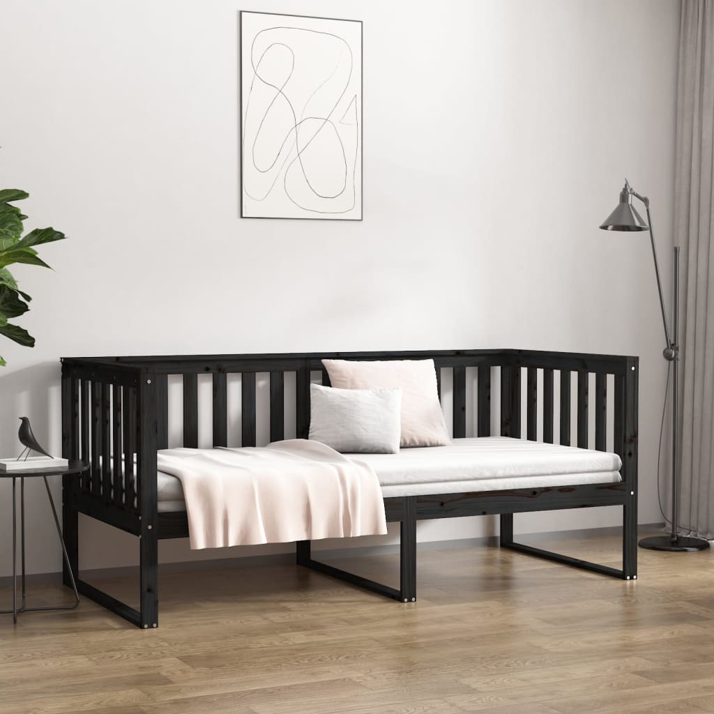 Sohvasänky musta 90x200 cm täysi mänty - Sisustajankoti.fi