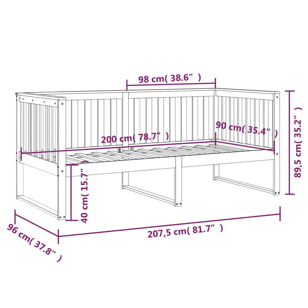 Sohvasänky musta 90x200 cm täysi mänty - Sisustajankoti.fi