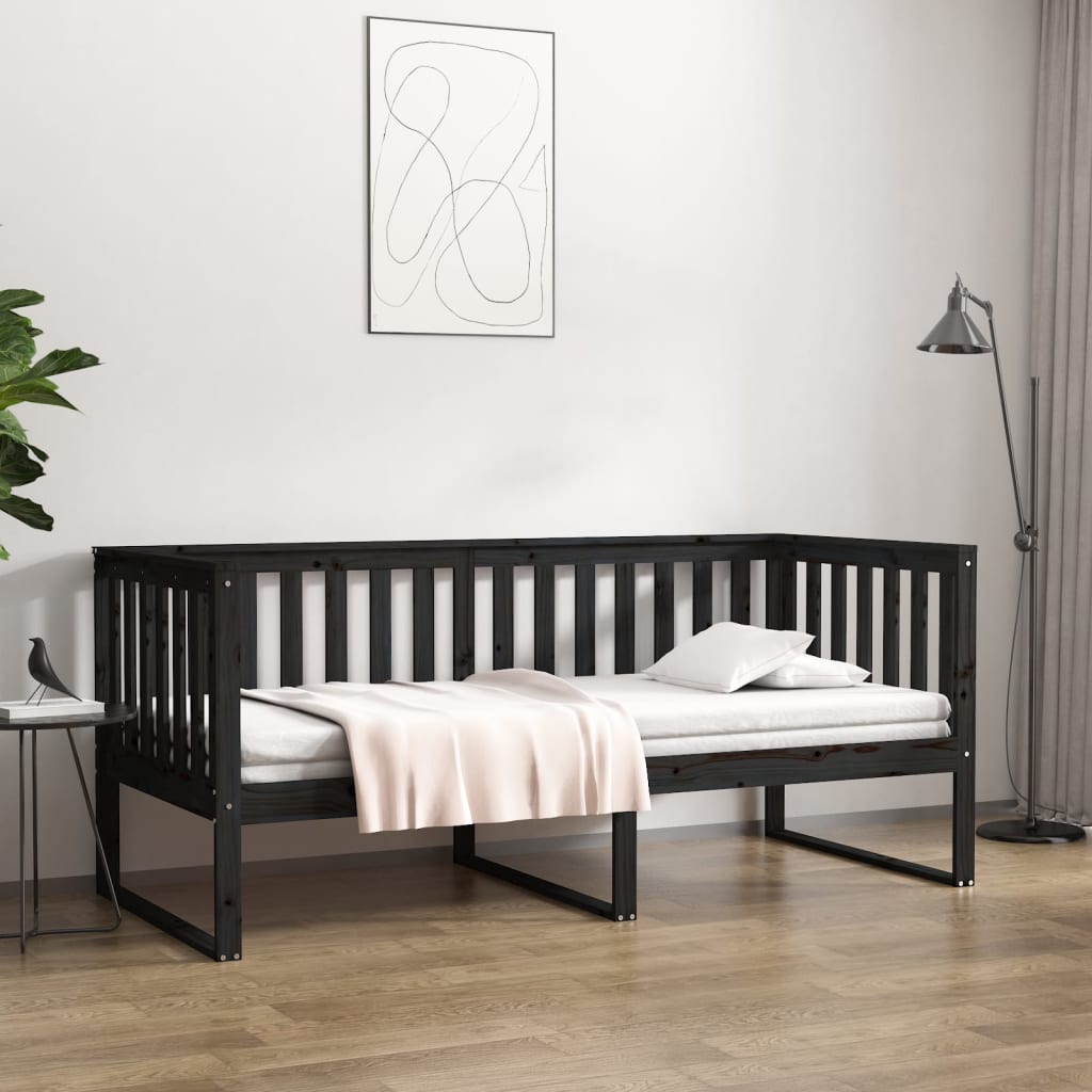 Sohvasänky musta 90x200 cm täysi mänty - Sisustajankoti.fi