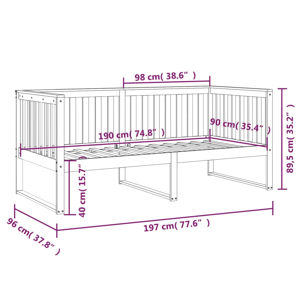 Sohvasänky hunajanruskea 90x190 cm täysi mänty - Sisustajankoti.fi