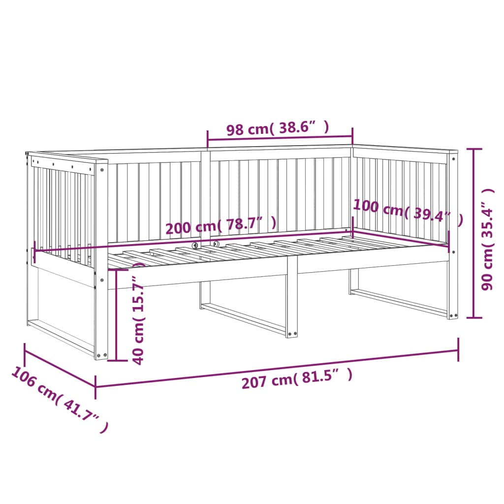 Sohvasänky musta 100x200 cm täysi mänty - Sisustajankoti.fi