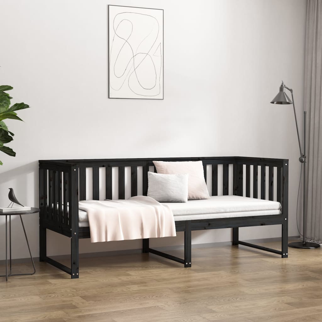 Sohvasänky musta 75x190 cm täysi mänty - Sisustajankoti.fi