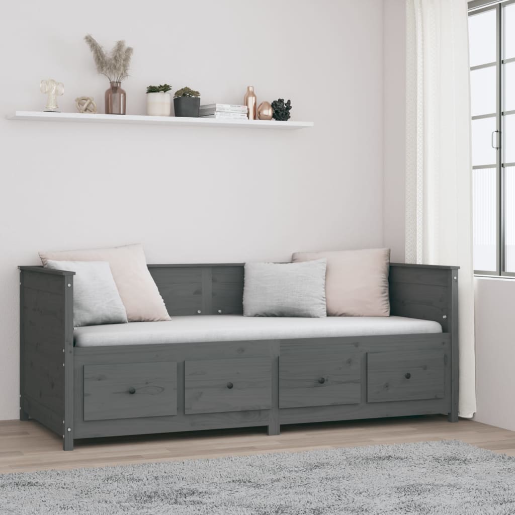 Sohvasänky harmaa 90x200 cm täysi mänty - Sisustajankoti.fi