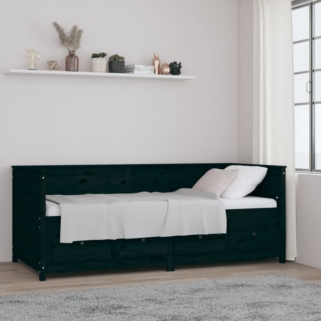 Sohvasänky musta 80x200 cm täysi mänty - Sisustajankoti.fi